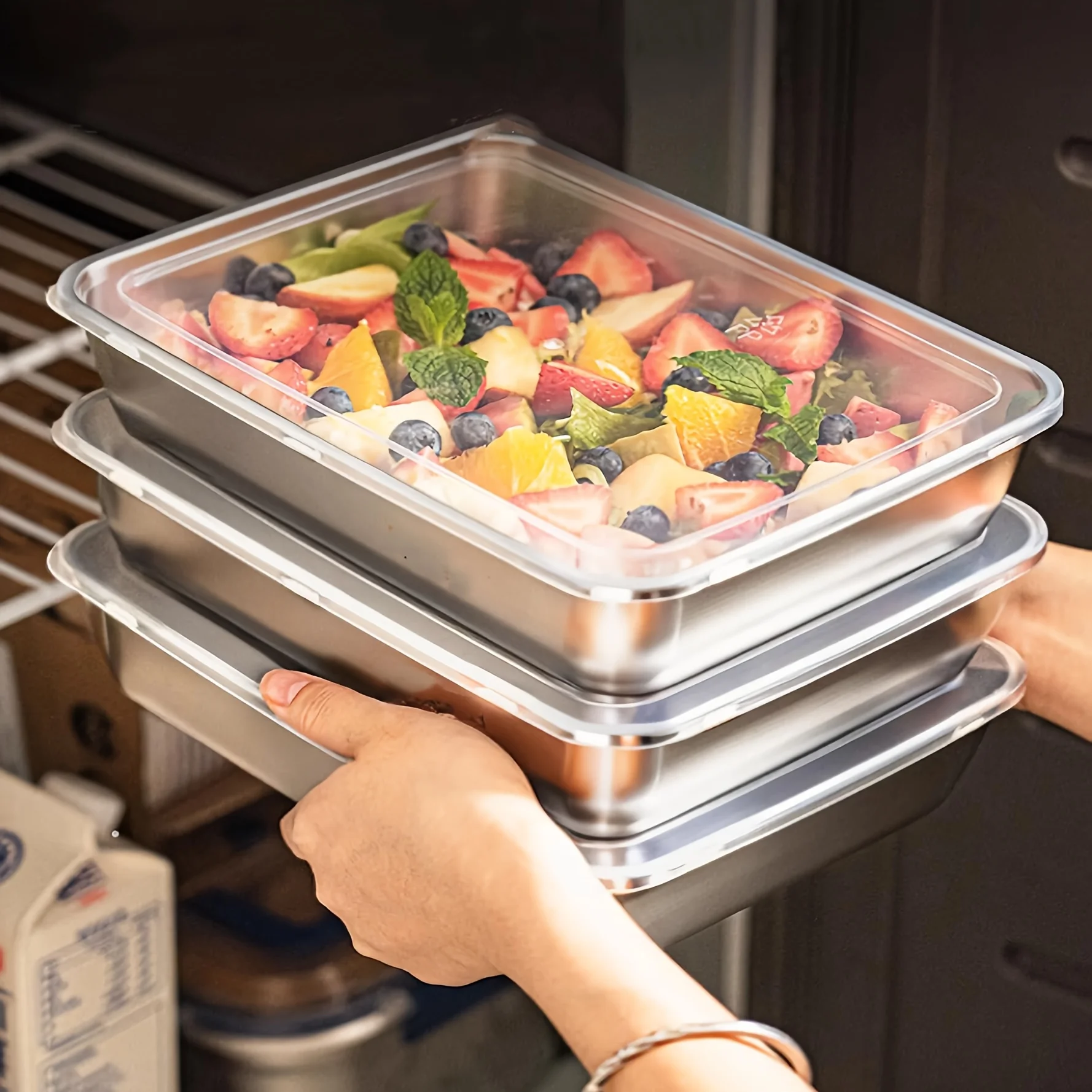 Food Storage Lunch Box - 3 boîtes alimentaires en acier inoxydable