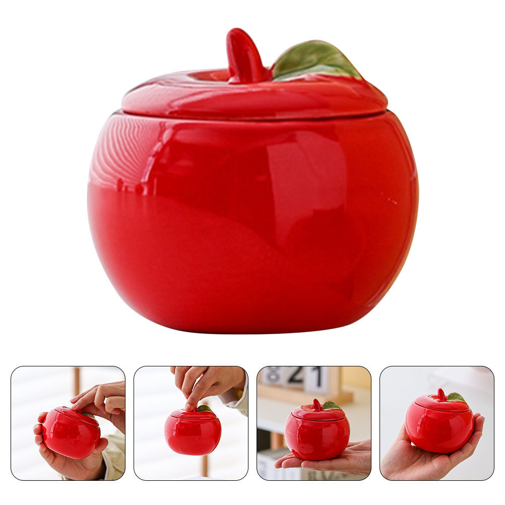 Xmas Food Storage Containers - 2 pots en céramique rouges pour