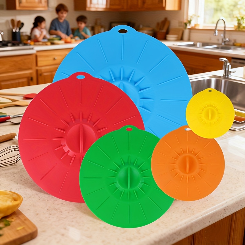 Food Storage Silicone - Lot de 5 couvercles en silicone,