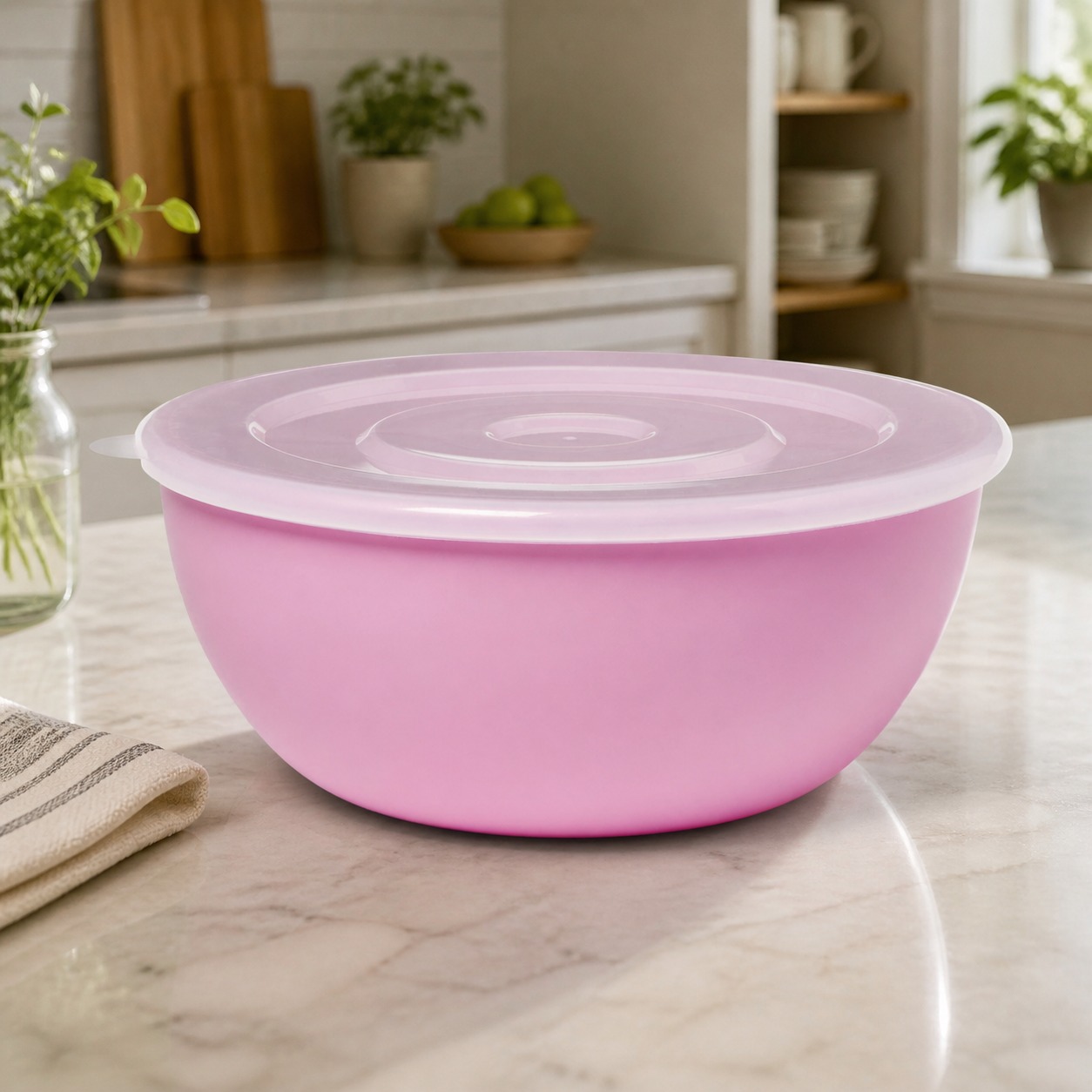 Food Storage Prep Containers - Bol rose avec couvercle assorti, récipient