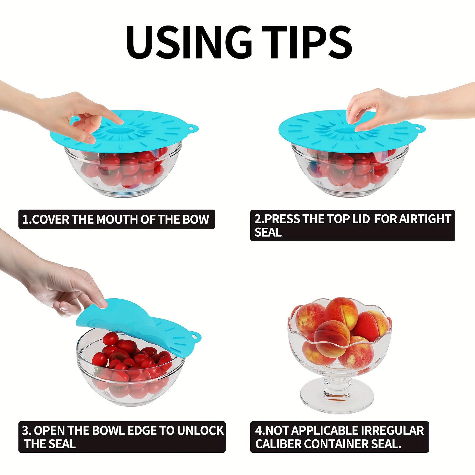 Lot de 5 couvercles en silicon - Food Storage Silicone avis et prix