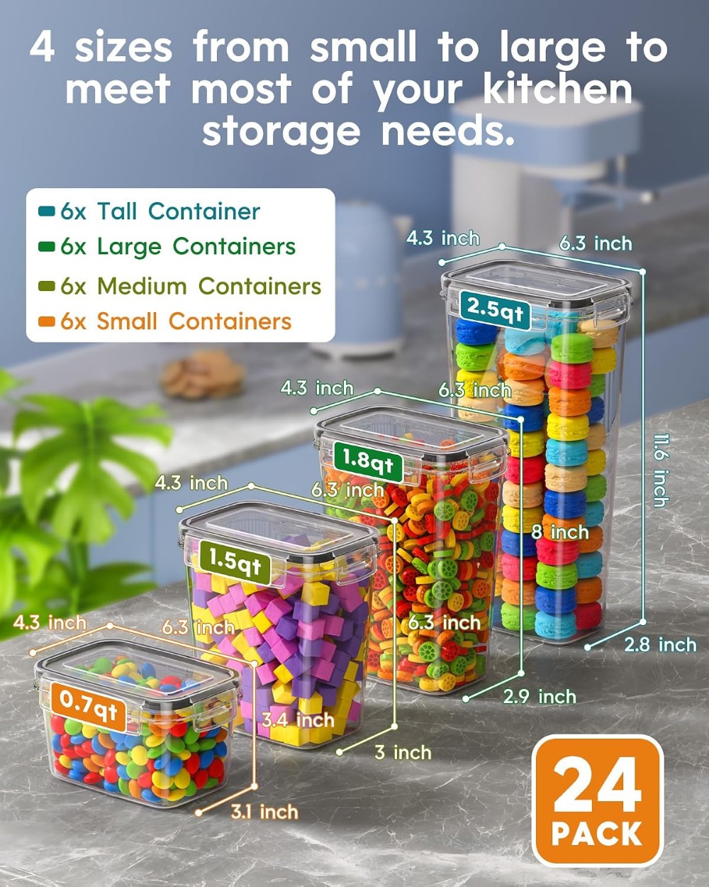 24 contenants hermétiques pour - Food Storage Kitchen avis et prix